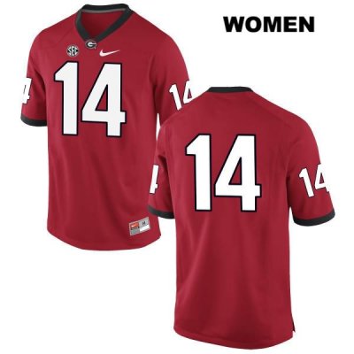 Women's Georgia Bulldogs NCAA #14 Malkom Parrish Nike Stitched Red Authentic No Name College Football Jersey XSX5454OU